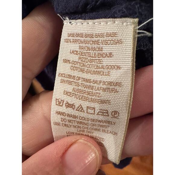 Free People Navy crochet coastal cowgirl oversized L Boho drapey blouse Navy - Picture 10 of 10